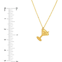 Olas d'Oro - 14K Yellow Gold So You Martini Charm Necklace with Olive Detail