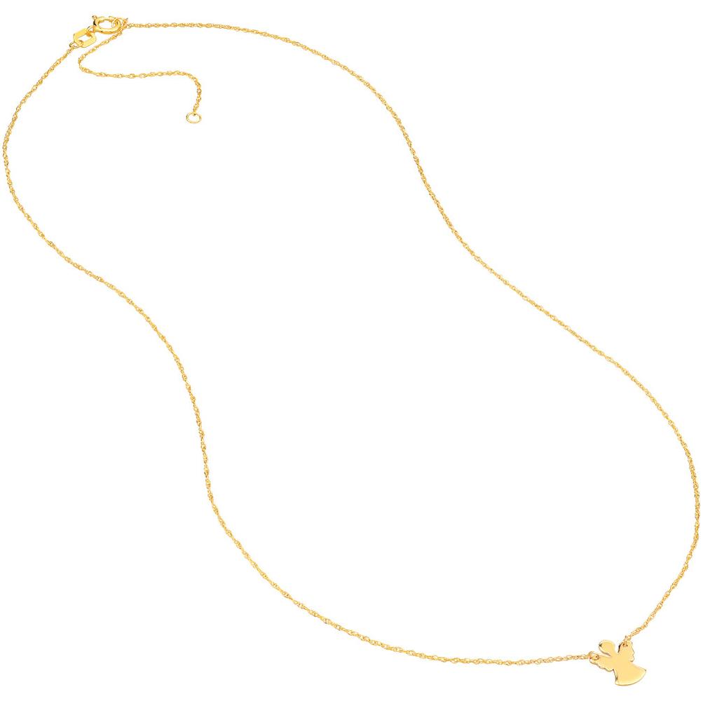 Olas d'Oro - 14K Yellow Gold So You Mini Angel Adjustable Necklace with 5.0mm Spring Ring Clasp