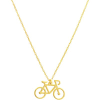 Olas d'Oro - 14K Yellow Gold So You Mini Bicycle Adjustable Pendant Necklace - 0.75mm Pendant