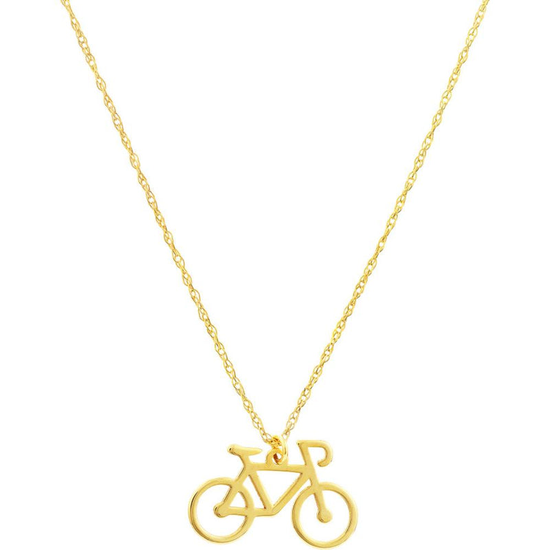 Olas d'Oro - 14K Yellow Gold So You Mini Bicycle Adjustable Pendant Necklace - 0.75mm Pendant