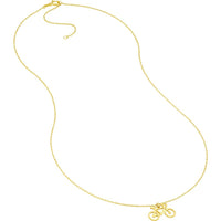 Olas d'Oro - 14K Yellow Gold So You Mini Bicycle Adjustable Pendant Necklace - 0.75mm Pendant