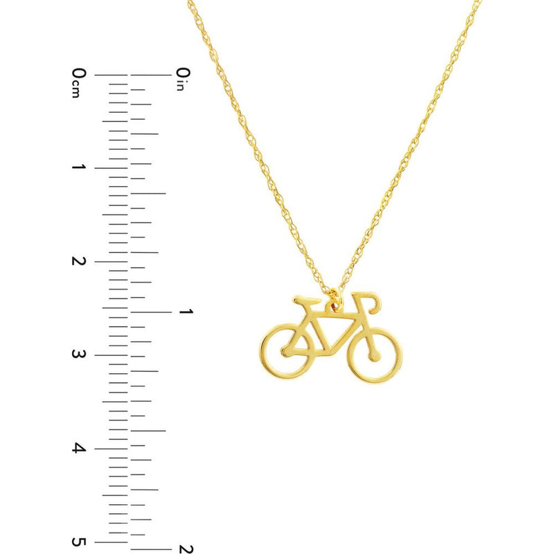 Olas d'Oro - 14K Yellow Gold So You Mini Bicycle Adjustable Pendant Necklace - 0.75mm Pendant