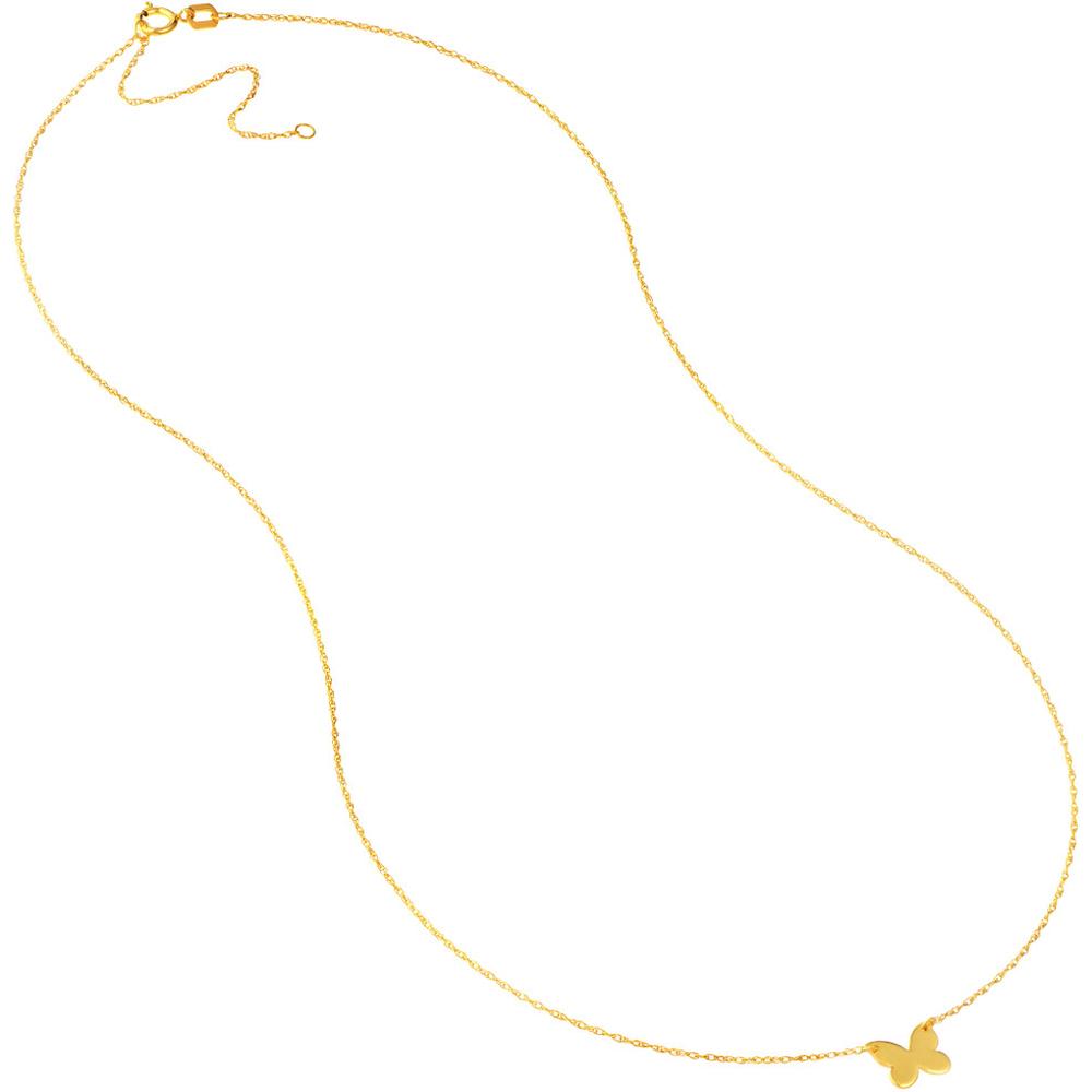 Olas d'Oro - 14K Yellow Gold So You Mini Butterfly Adjustable Necklace with Spring Ring Closure