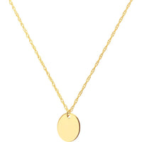 Olas d'Oro - 14K Yellow Gold So You Mini Engravable Oval Adjustable Necklace - 1.00 Grams Total Weight