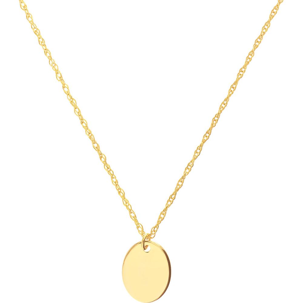 Olas d'Oro - 14K Yellow Gold So You Mini Engravable Oval Adjustable Necklace - 1.00 Grams Total Weight