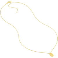 Olas d'Oro - 14K Yellow Gold So You Mini Engravable Oval Adjustable Necklace - 1.00 Grams Total Weight