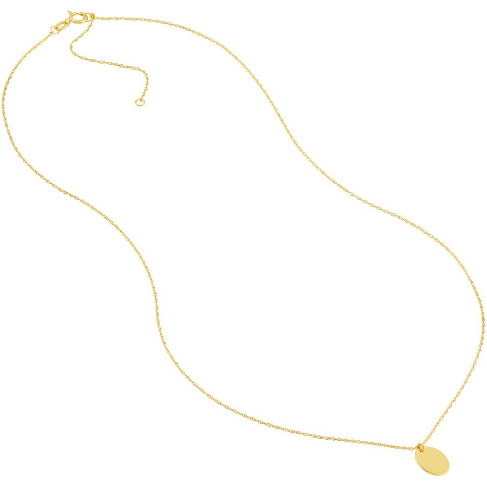 Olas d'Oro - 14K Yellow Gold So You Mini Engravable Oval Adjustable Necklace - 1.00 Grams Total Weight