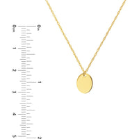 Olas d'Oro - 14K Yellow Gold So You Mini Engravable Oval Adjustable Necklace - 1.00 Grams Total Weight