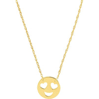Olas d'Oro - 14K Yellow Gold So You Mini Heart Face Adjustable Necklace - 1.05 Grams