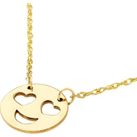 Olas d'Oro - 14K Yellow Gold So You Mini Heart Face Adjustable Necklace - 1.05 Grams