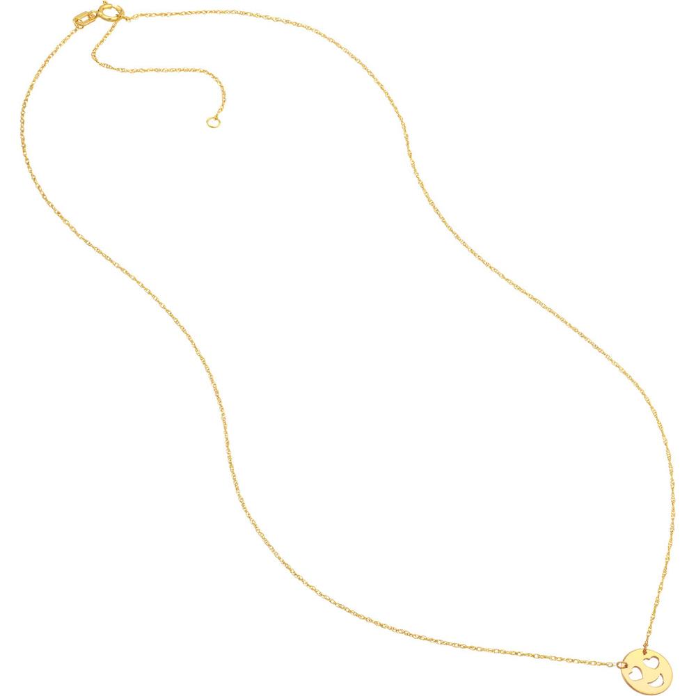 Olas d'Oro - 14K Yellow Gold So You Mini Heart Face Adjustable Necklace - 1.05 Grams