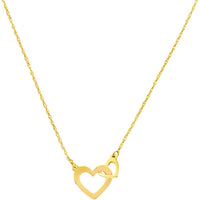 Olas d'Oro - 14K Yellow Gold So You Mini Interlocked Hearts Necklace Adjustable 16"-18"