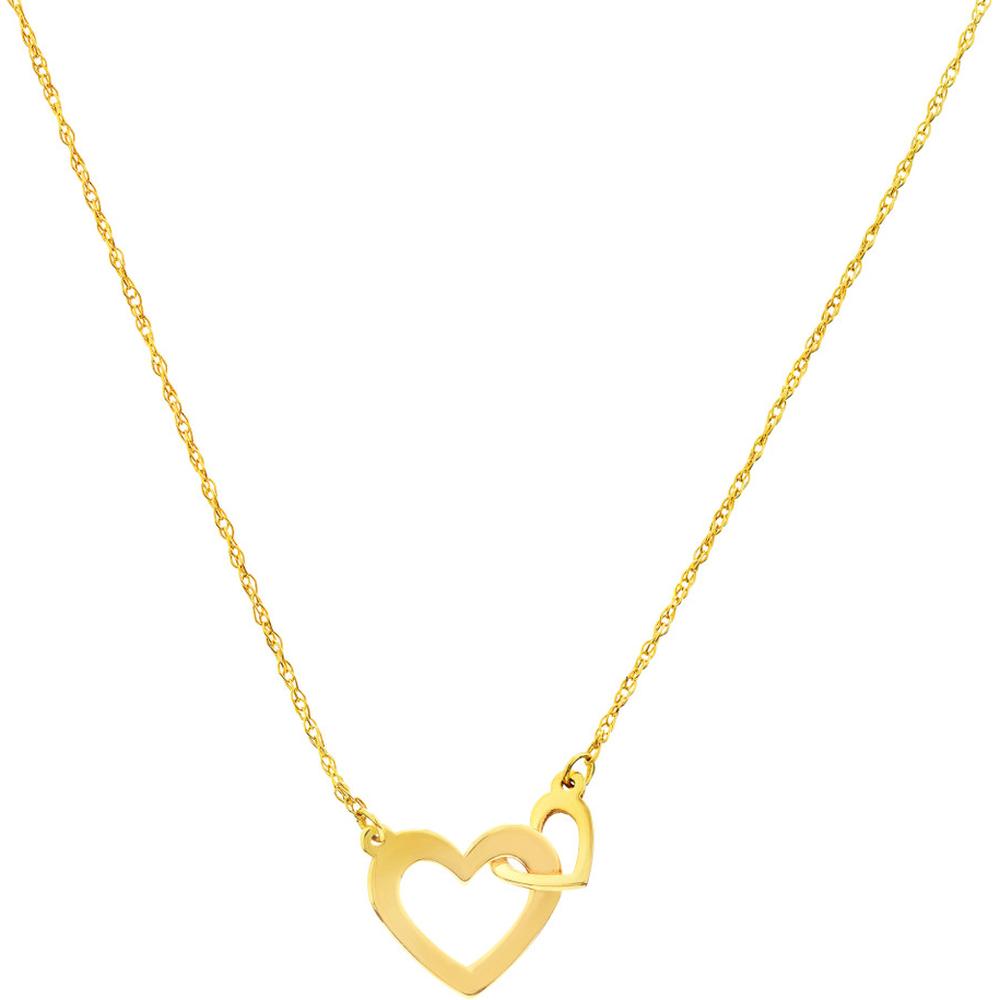 Olas d'Oro - 14K Yellow Gold So You Mini Interlocked Hearts Necklace Adjustable 16"-18"