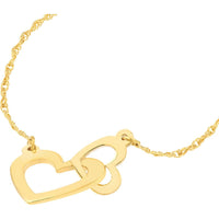 Olas d'Oro - 14K Yellow Gold So You Mini Interlocked Hearts Necklace Adjustable 16"-18"