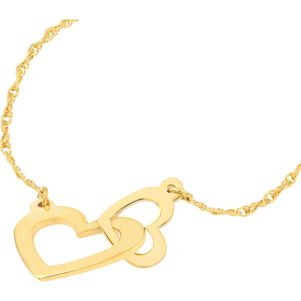 Olas d'Oro - 14K Yellow Gold So You Mini Interlocked Hearts Necklace Adjustable 16"-18"