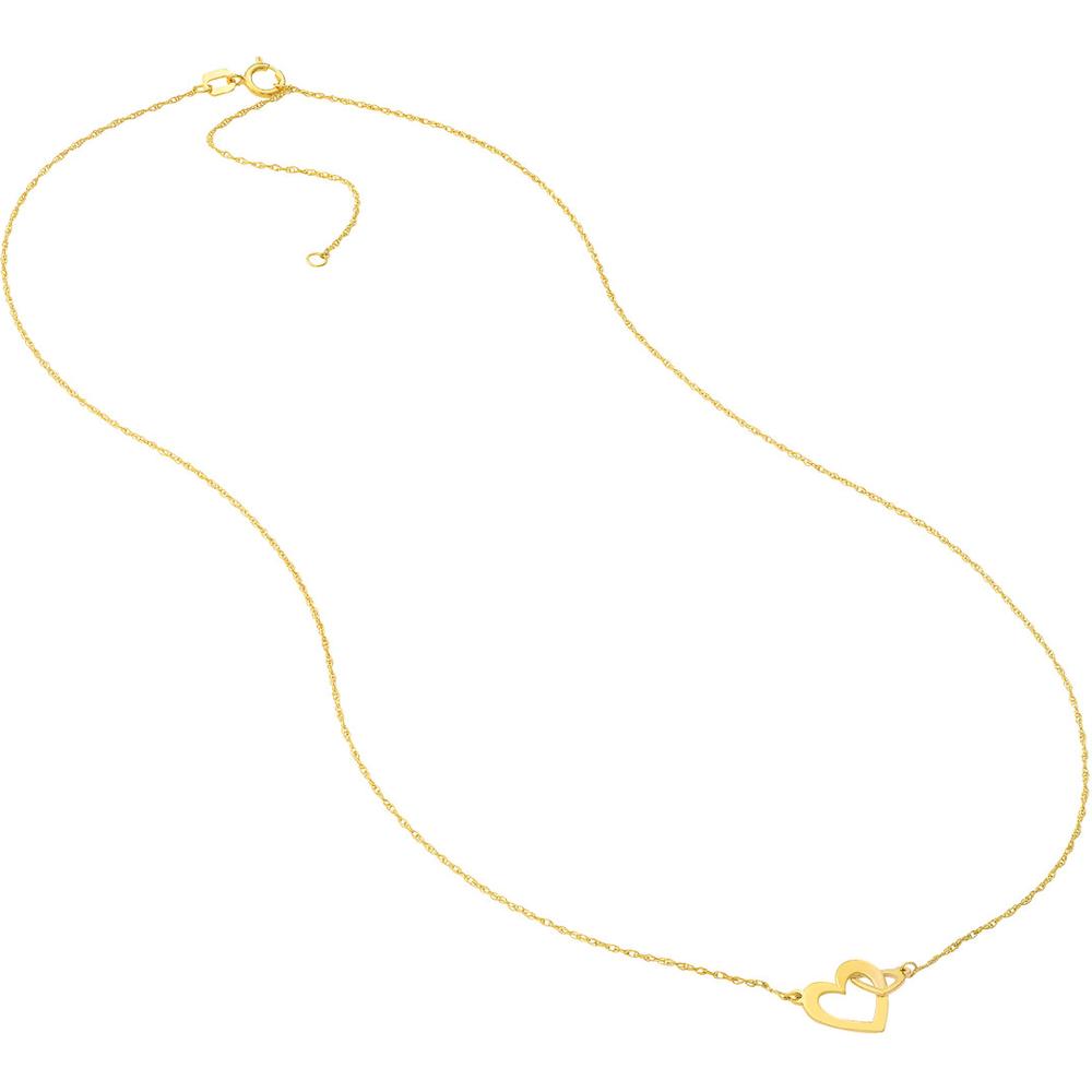 Olas d'Oro - 14K Yellow Gold So You Mini Interlocked Hearts Necklace Adjustable 16"-18"