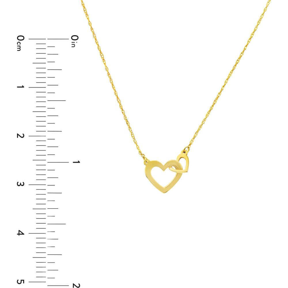 Olas d'Oro - 14K Yellow Gold So You Mini Interlocked Hearts Necklace Adjustable 16"-18"