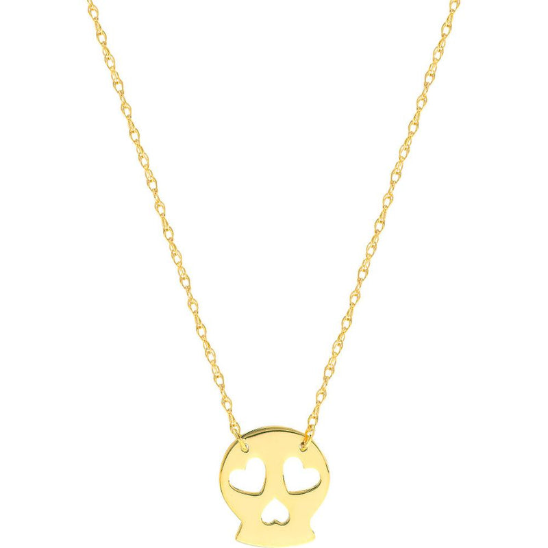 Olas d'Oro - 14K Yellow Gold So You Mini Sugar Skull Adjustable Necklace - 1.00g