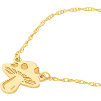 Olas d'Oro - 14K Yellow Gold "So You" Mushroom Pendant Necklace - Adjustable 16-18" Chain