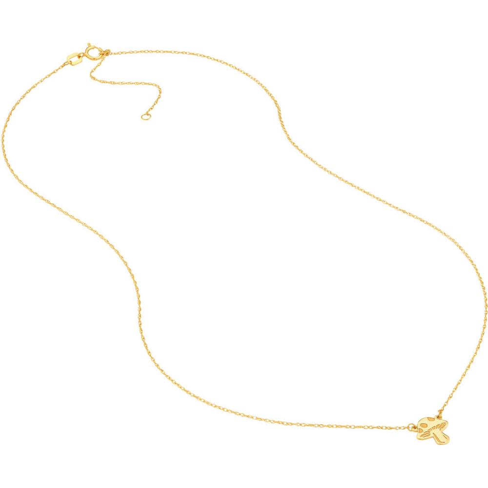 Olas d'Oro - 14K Yellow Gold "So You" Mushroom Pendant Necklace - Adjustable 16-18" Chain