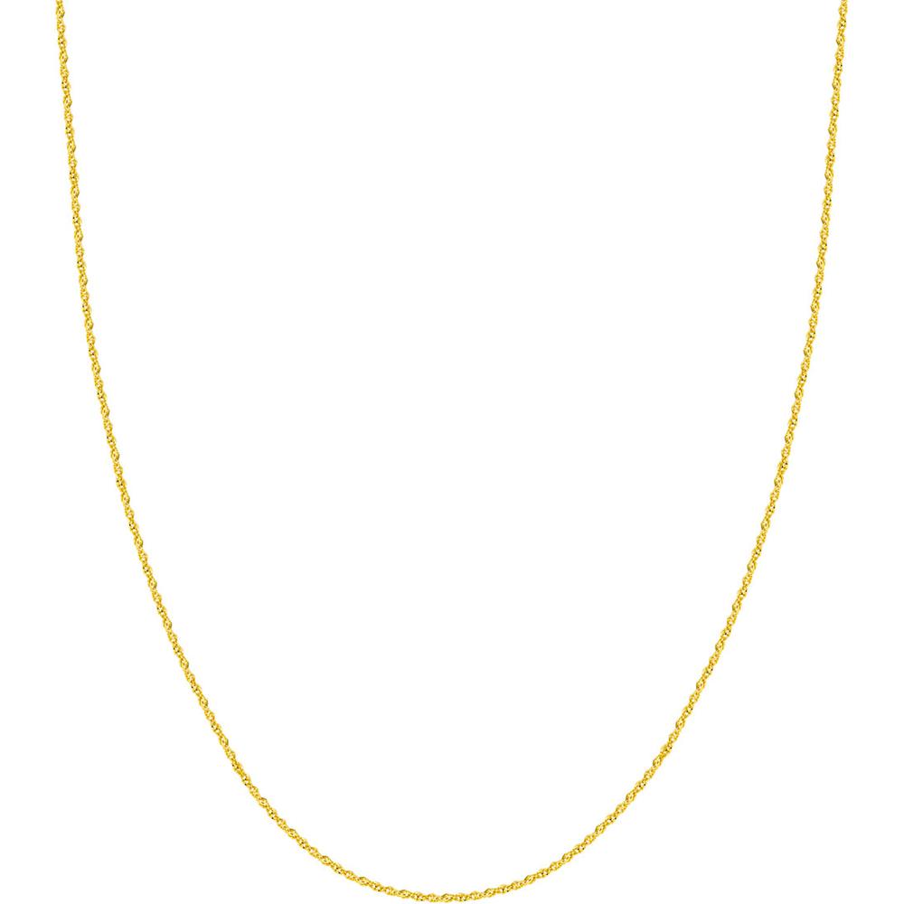 Olas d'Oro - 14K Yellow Gold Sparkle Singapore Chain Necklace 1.37mm Gauge, 16" Length