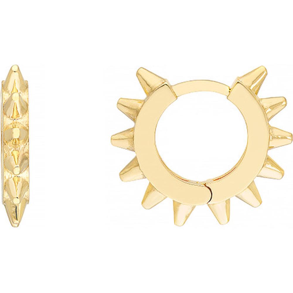 Olas d'Oro - 14K Yellow Gold Spike Design Huggie Earrings - 2.15 Grams Total Weight