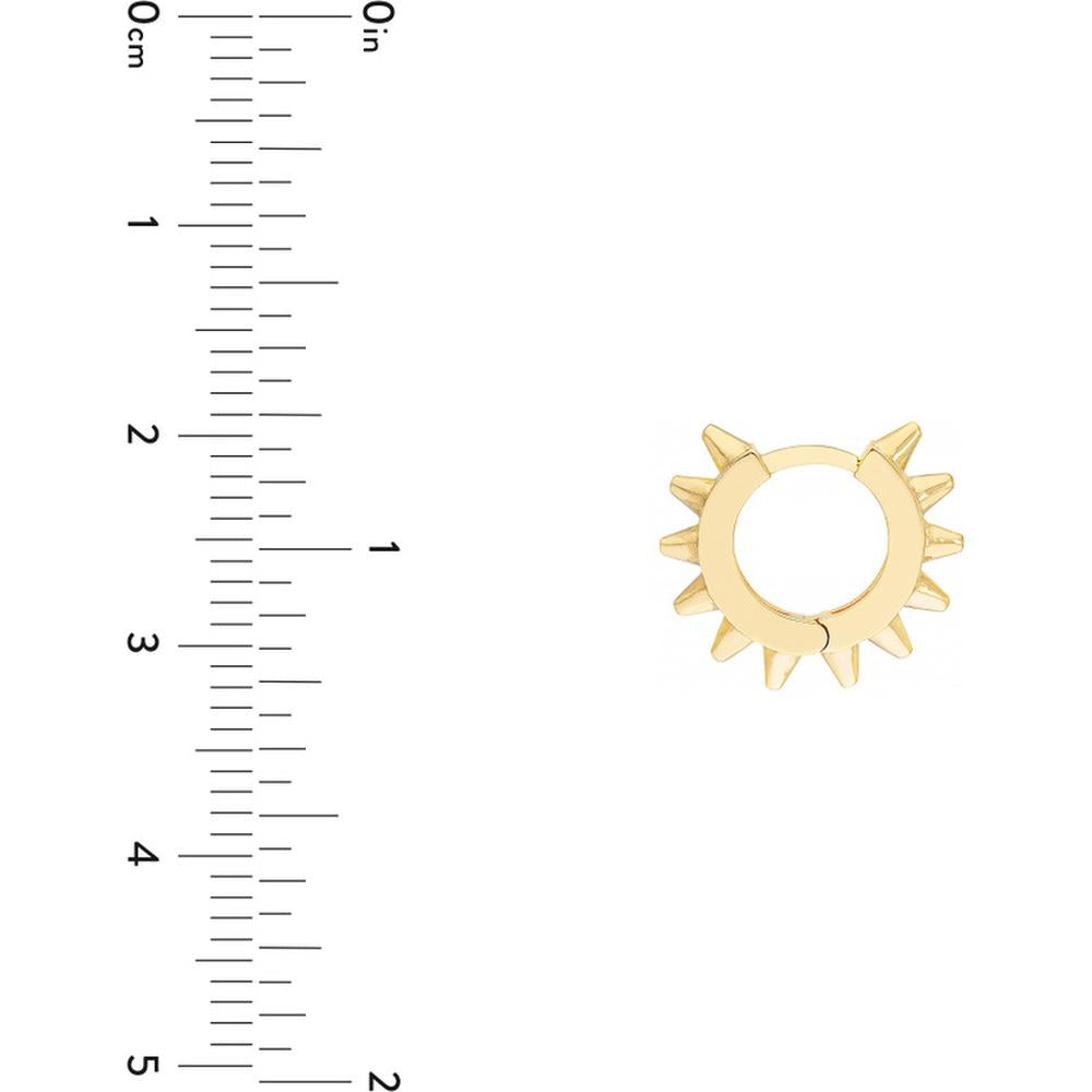 Olas d'Oro - 14K Yellow Gold Spike Design Huggie Earrings - 2.15 Grams Total Weight
