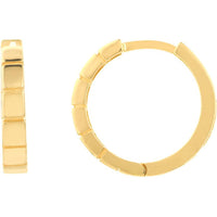 Olas d'Oro - 14K Yellow Gold Square Design Huggie Hoop Earrings with Brick Polished Finish - 2.30 Grams Total Weight