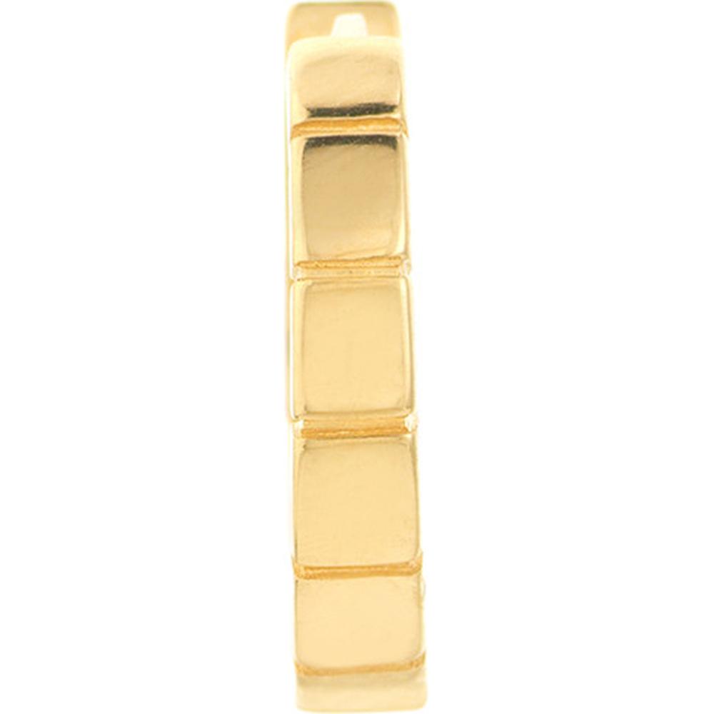 Olas d'Oro - 14K Yellow Gold Square Design Huggie Hoop Earrings with Brick Polished Finish - 2.30 Grams Total Weight