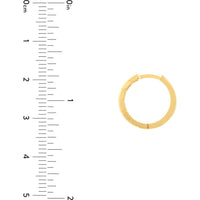 Olas d'Oro - 14K Yellow Gold Square Design Huggie Hoop Earrings with Brick Polished Finish - 2.30 Grams Total Weight