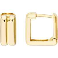 Olas d'Oro - 14K Yellow Gold Square Double Row Hoop Earrings - 3.75 Grams Total Weight