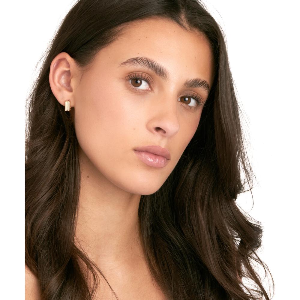 Olas d'Oro - 14K Yellow Gold Square Double Row Hoop Earrings - 3.75 Grams Total Weight
