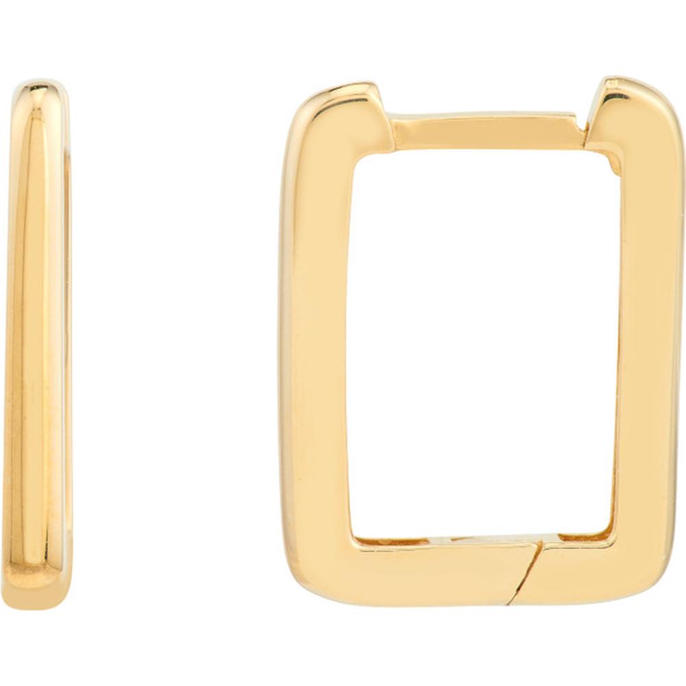 Olas d'Oro - 14K Yellow Gold Square Frame Paper Clip Hoop Earrings 2.15 Grams Total Weight