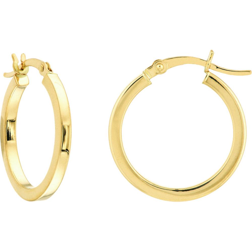 Olas d'Oro - 14K Yellow Gold Square Hoop Earrings - 20mm with Hinge Closure