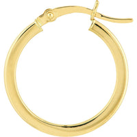 Olas d'Oro - 14K Yellow Gold Square Hoop Earrings - 20mm with Hinge Closure