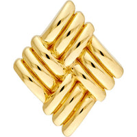 Olas d'Oro - 14K Yellow Gold Square Lattice Pattern Stud Earrings - 4.80 Grams Total Weight