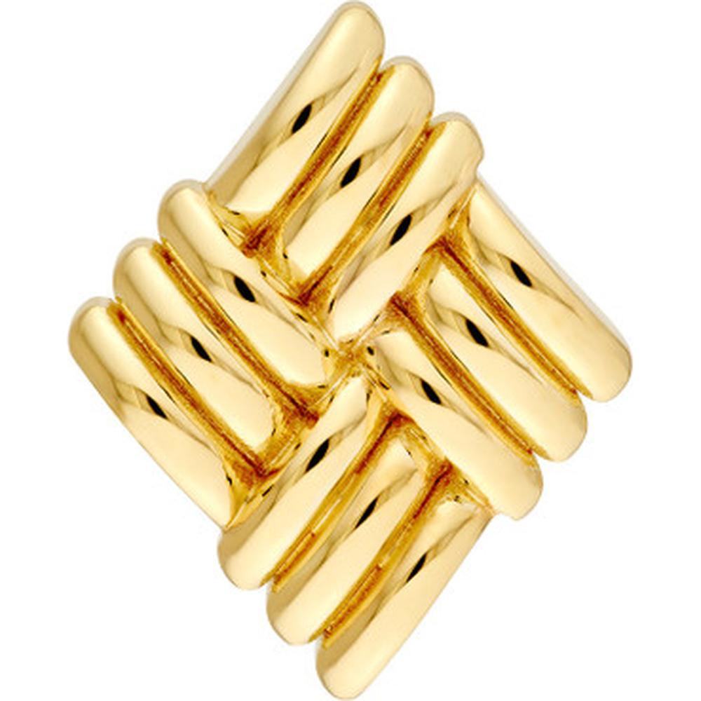 Olas d'Oro - 14K Yellow Gold Square Lattice Pattern Stud Earrings - 4.80 Grams Total Weight