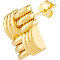 Olas d'Oro - 14K Yellow Gold Square Lattice Pattern Stud Earrings - 4.80 Grams Total Weight
