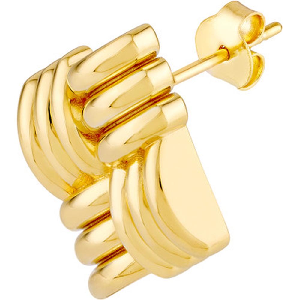 Olas d'Oro - 14K Yellow Gold Square Lattice Pattern Stud Earrings - 4.80 Grams Total Weight