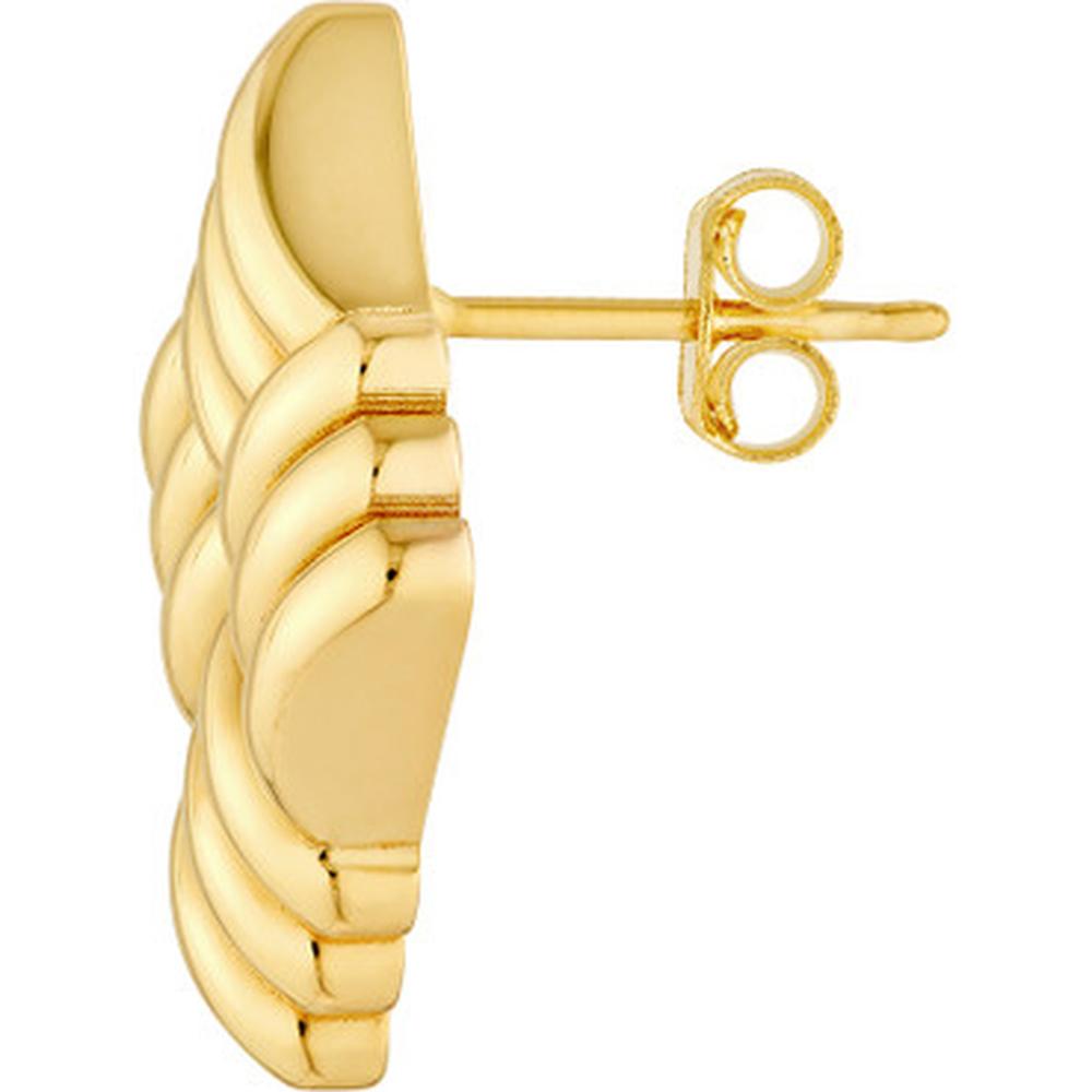 Olas d'Oro - 14K Yellow Gold Square Lattice Pattern Stud Earrings - 4.80 Grams Total Weight