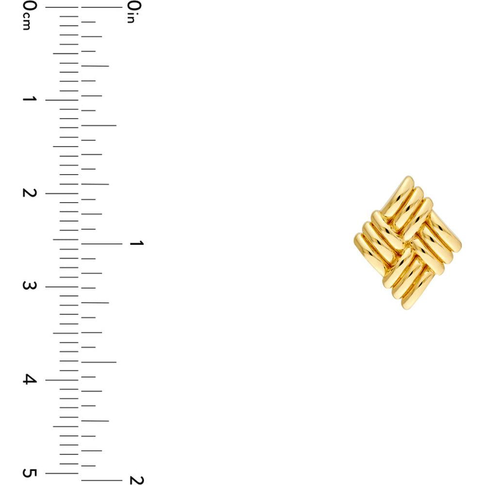 Olas d'Oro - 14K Yellow Gold Square Lattice Pattern Stud Earrings - 4.80 Grams Total Weight