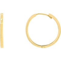 Olas d'Oro - 14K Yellow Gold Square Tube Huggie Hoop Earrings 18mm Diameter