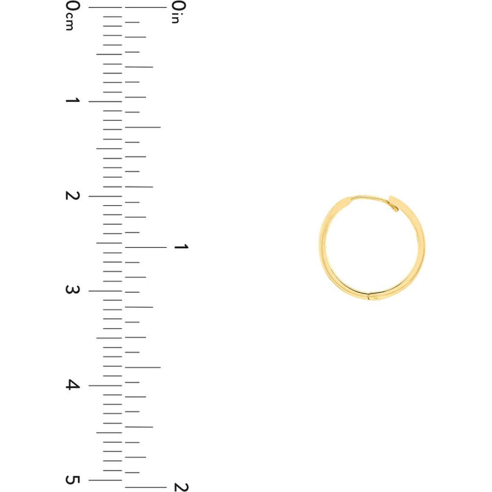 Olas d'Oro - 14K Yellow Gold Square Tube Huggie Hoop Earrings 18mm Diameter