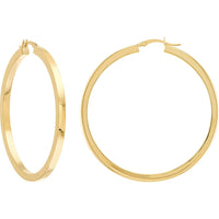 Olas d'Oro - 14K Yellow Gold Square Tube Large Hoop Earrings - 5.20g Total Weight