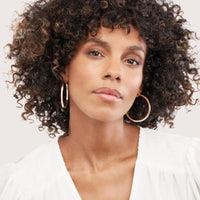 Olas d'Oro - 14K Yellow Gold Square Tube Large Hoop Earrings - 5.20g Total Weight
