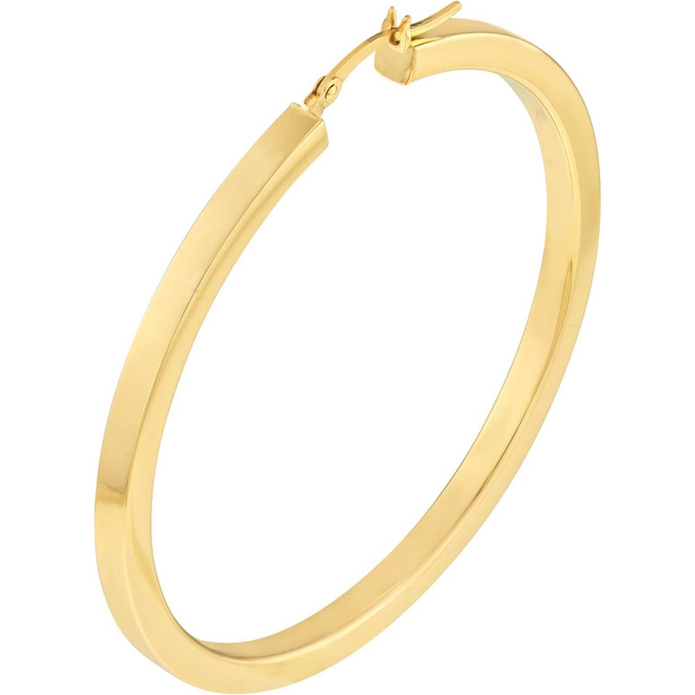 Olas d'Oro - 14K Yellow Gold Square Tube Large Hoop Earrings - 5.20g Total Weight