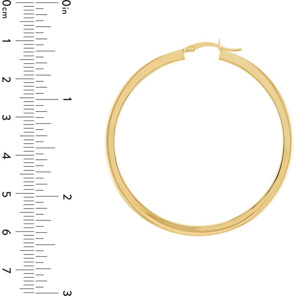 Olas d'Oro - 14K Yellow Gold Square Tube Large Hoop Earrings - 5.20g Total Weight