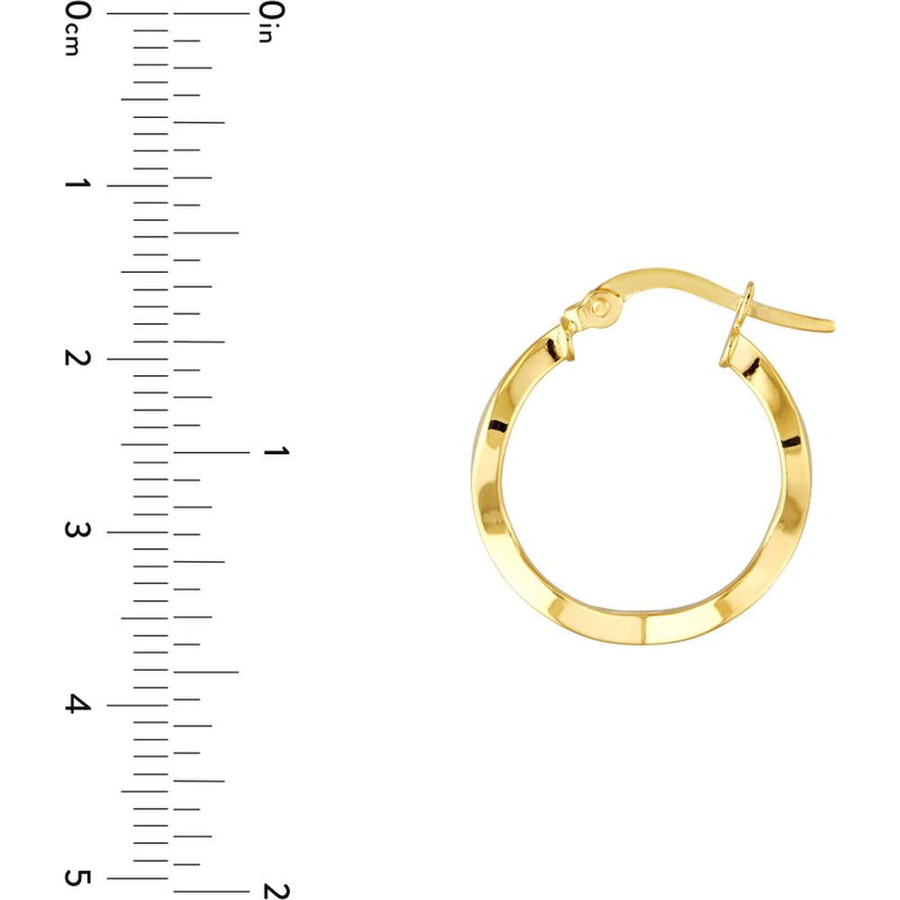 Olas d'Oro - 14K Yellow Gold Square Tube Wavy Hoop Earrings Lightweight Design