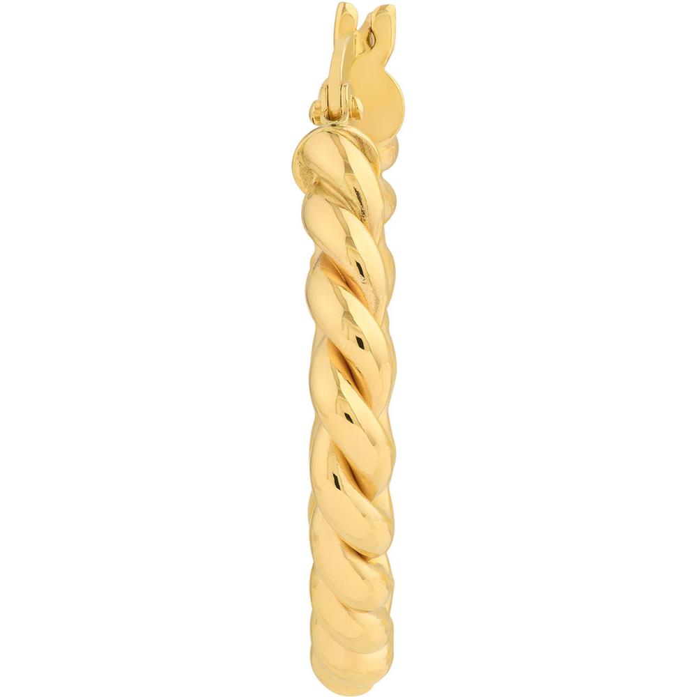 Olas d'Oro - 14K Yellow Gold Square Twist Rope Hoop Earrings - 2.60 Grams Total Weight