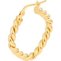 Olas d'Oro - 14K Yellow Gold Square Twist Rope Hoop Earrings - 2.60 Grams Total Weight